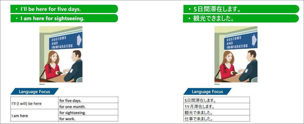 QQEnglish旅行英会話のテキストサンプル_入国審査