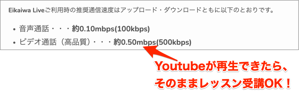 DMM英会話の推奨通信速度