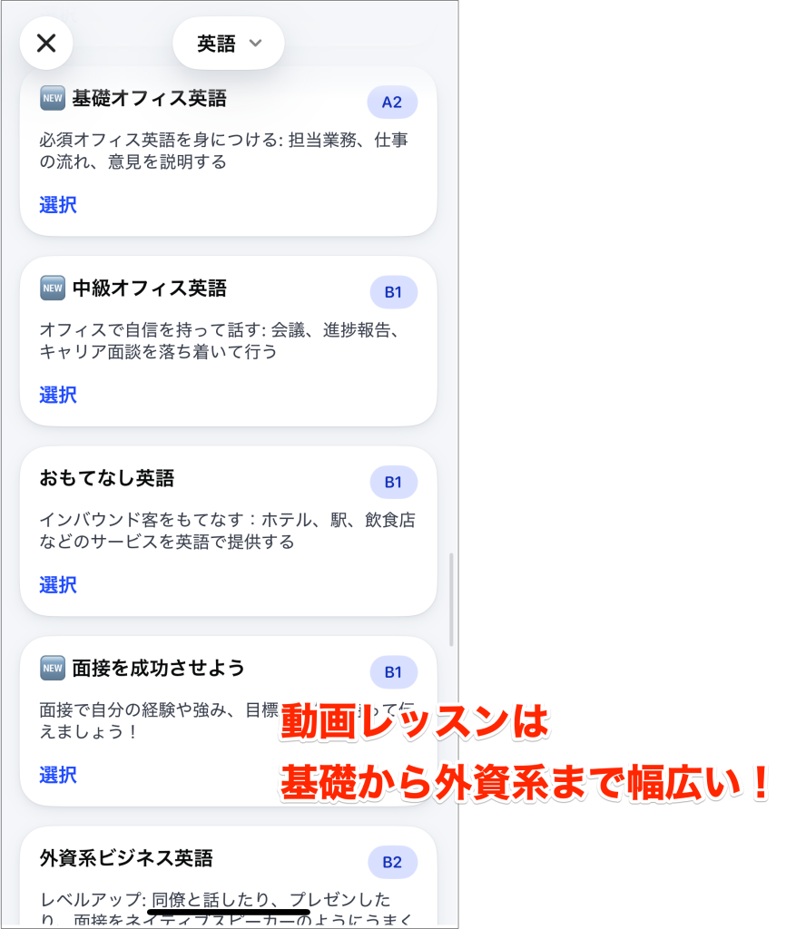 動画レッスン_ビジネス英会話コース一覧